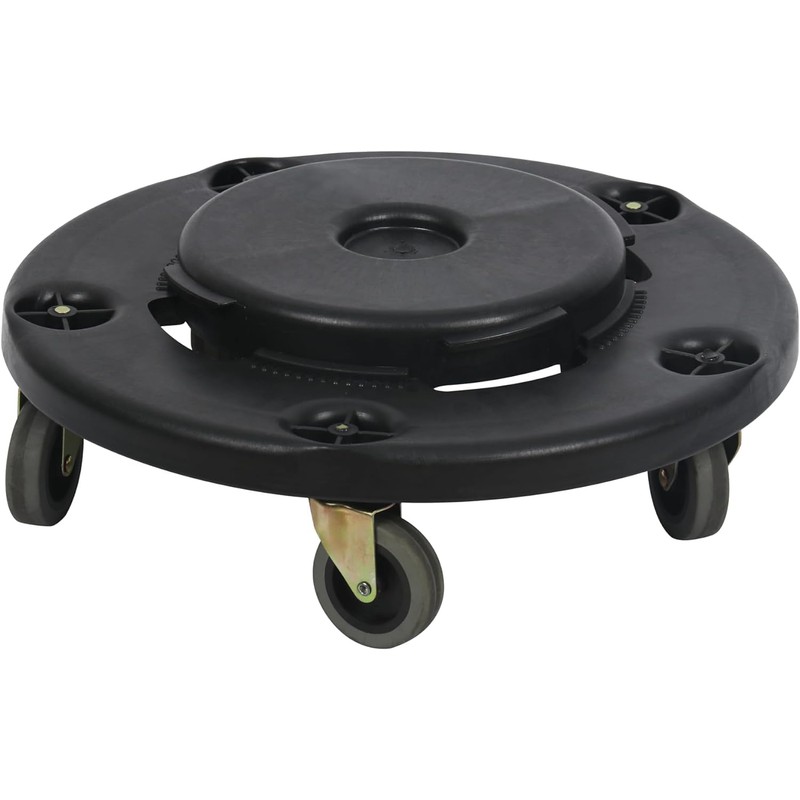 (2 Pack) 18" Trash Can Dolly with Wheels, Black Garbage