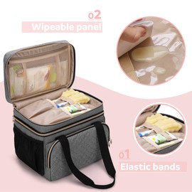 Luxja Double Layer Breast Pump Bag Compatible with Spectra S1 and S2, Pump Bag for Breast Pump and Extra Parts (Suitable for Home or Travel Use, Patent Design, Bag Only), Grey