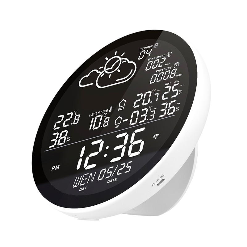 Tuya Wifi Smart Weather Station with Clock Indoor and Outdoor