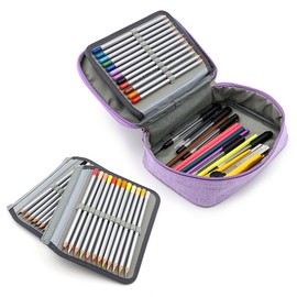 Sumnacon 72 Pcs Colored Pencils Case Pencil Holder Pen Case Colored Pencils Pen Multifunctional Storage Large Capacity (No Colored Pencils) (Purple)