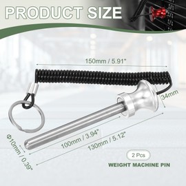 YELARXI Weight Stack Pin, Weight Gym Pin Strength Training Equipment Replacement with Pull Rope, 0.4 x 3.9 Inch Fit for Commercial Home Gym Club Machine Accessories (2 Pack, Silver)