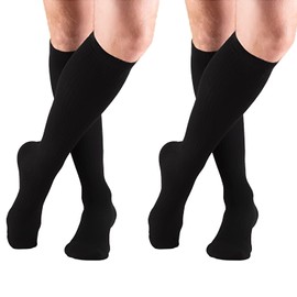 Taeku Kompressions Strümpfe, Atmungsaktiv Lang Einfarbig Kompressionssocken Damen Herren Kompressionsstrümpfe Verstärkte Kniesocken für Laufen Sport (2 Paar XXL)