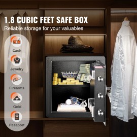 1.8 Cubic Feet Steel Security Safe Digital Keypad with 2 Keys Fireproof Cabinet Safe Home Safe Protection From C BagPassword Method: Digital Code, Volume: 1.8 cubic feet