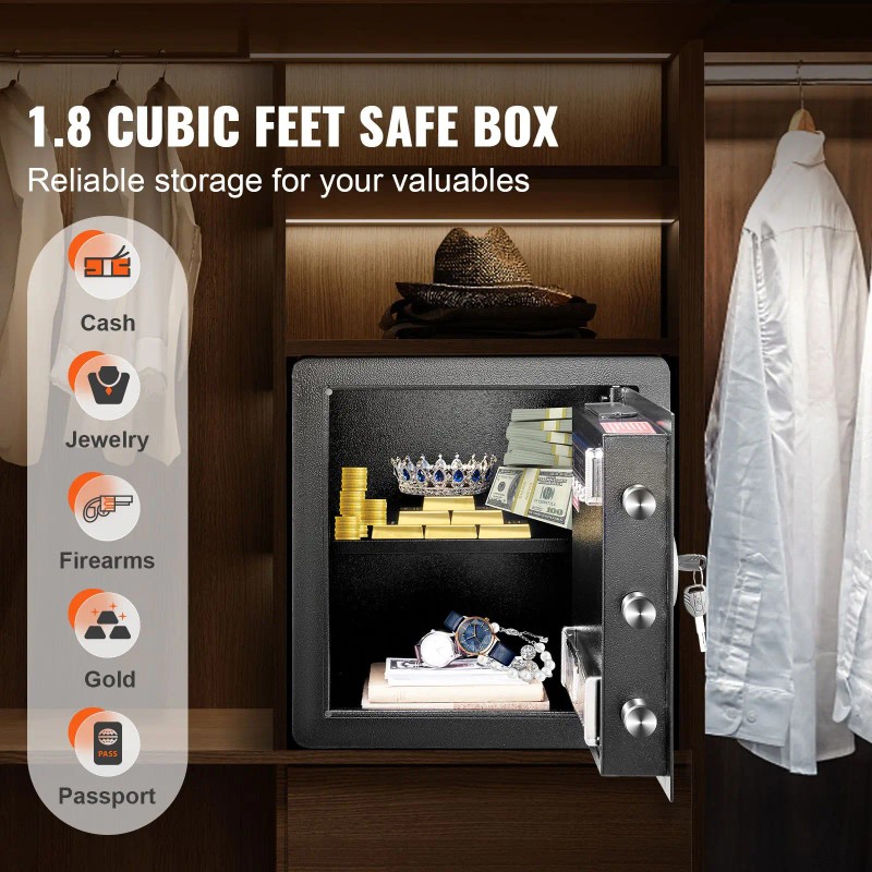 1.8 Cubic Feet Steel Security Safe Digital Keypad with 2