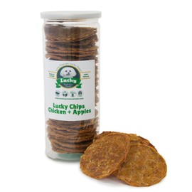 Lucky Premium Treats Chicken & Apple Lucky Chips for Dogs – Healthy Chicken Dog Treats Made in USA – 2 Ingredient Chicken Jerky Dog Treats – 6 oz Jar