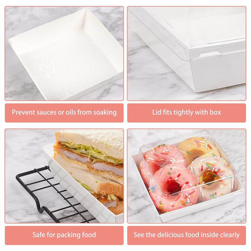 Ocmoiy Small Charcuterie Boxes with Clear Lids, To Go Paper