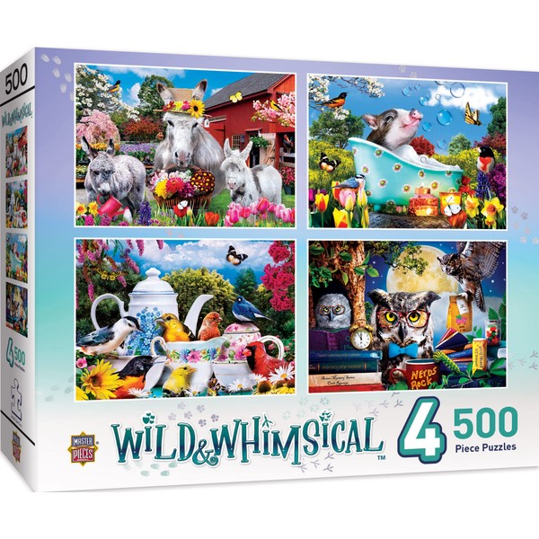 MasterPieces 2000 Piece Jigsaw Puzzle for Adults, Family, Or Kids - Wild & Whimsical 4-Pack - 14"x19"