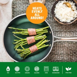 Granitestone Green Frying Pan with Ultra Nonstick Durable Mineral & Diamond Coating, Skillet with Stainless Steel Stay Cool Handle, Oven & Dishwasher Safe, 100% PFOA Free, 12""" (7383)