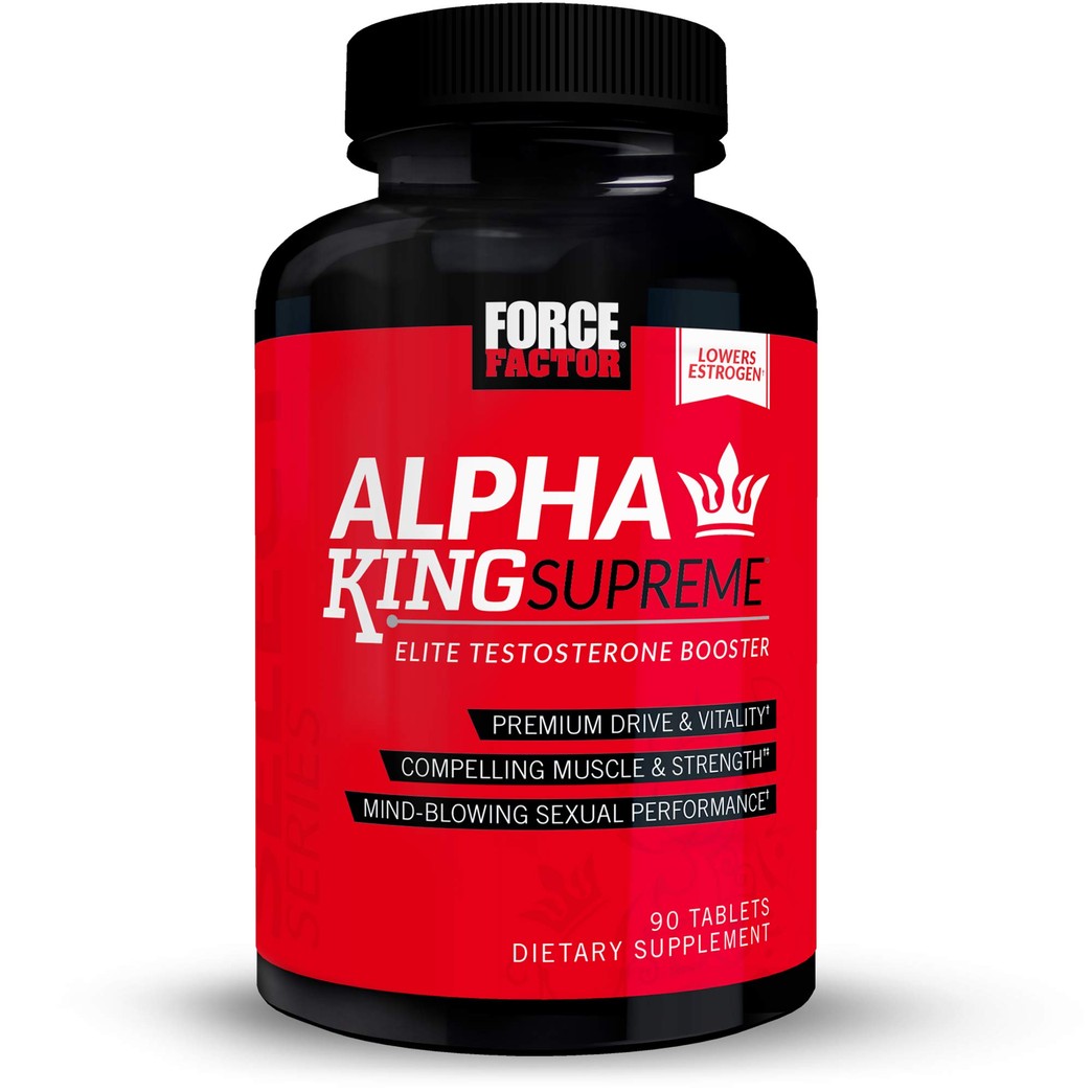 Alpha King Supreme Testosterone Booster w/AlphaFen to Increase Drive & Vitality, Improve Performance, and Build Muscle & Strength, Force Factor, 90ct, 30 Servings