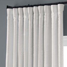 HPD Half Price Drapes Extra Wide Faux Silk Blackout Curtains 84 Inches Long for Bedroom & Living Room Vintage Textured Blackout Curtain (1 Panel), 100W x 84L, Off White