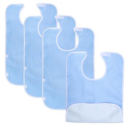 WENLISELL 4 Pack Adult Bibs for Elderly Washable, Reusable Adult Feeding Bibs for Elderly with Crumb Catcher, Adult Bibs for Elderly, Disabled