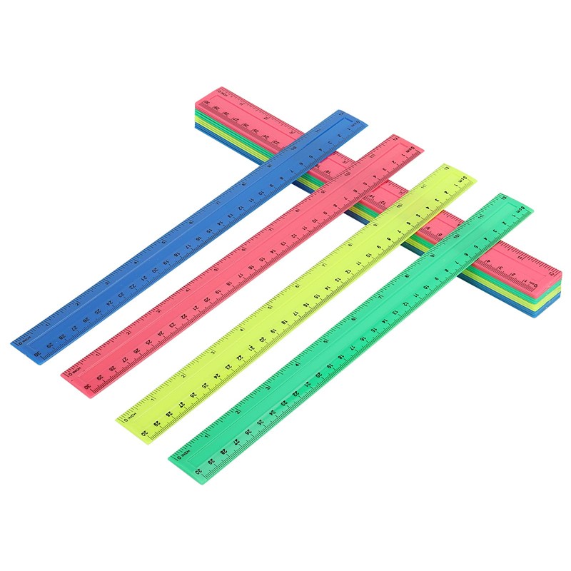 MUKCHAP 32 Pack 30cm Coloured Rulers, 12 Inch Plastic Straight
