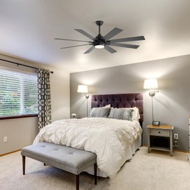 Breezary 65 Inch Ceiling Fans with Light, Modern Smart Ceiling Fan with Adjustable LED Light & Remote, Ultra-Quiet DC Motor, 8 Reversible Blades, Timer (1/4/8H) for Home Large Rooms, Living Room