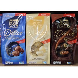 Delice Moser Roth Fine Truffles Milk, White, Dark Chocolate 4.9oz 140g (Three Bags)