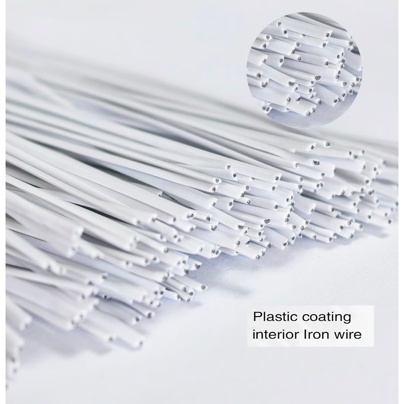 200 Pcs 6" Garden Plastic Plant Twist Ties Reusable White