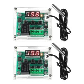 2 Kits De Controladores De Temperatura W1209 Con Sonda NTC Y Carcasas Acrílicas Tecneu                                                                