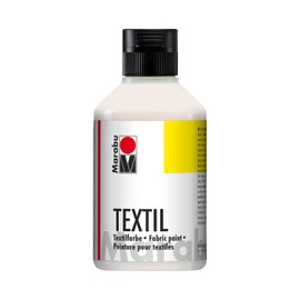 Marabu - Textile Fabric Paint, Water-Based Fabric Printing Ink - for Bright Fabrics - Washable up to 60°C - Soft Handle, Easy to Fix by Ironing or in the Oven, White, 250 ml, White