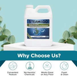 Steam and Go Demineralized Water - Multi-Surface Cleaning Solution for Steam Mop, Ready-to-Use Floor Cleaner, No PVC, Ideal for Home & Office, Compatible w/Any Mop - Eucalyptus Mint, 32oz, Pack of 6
