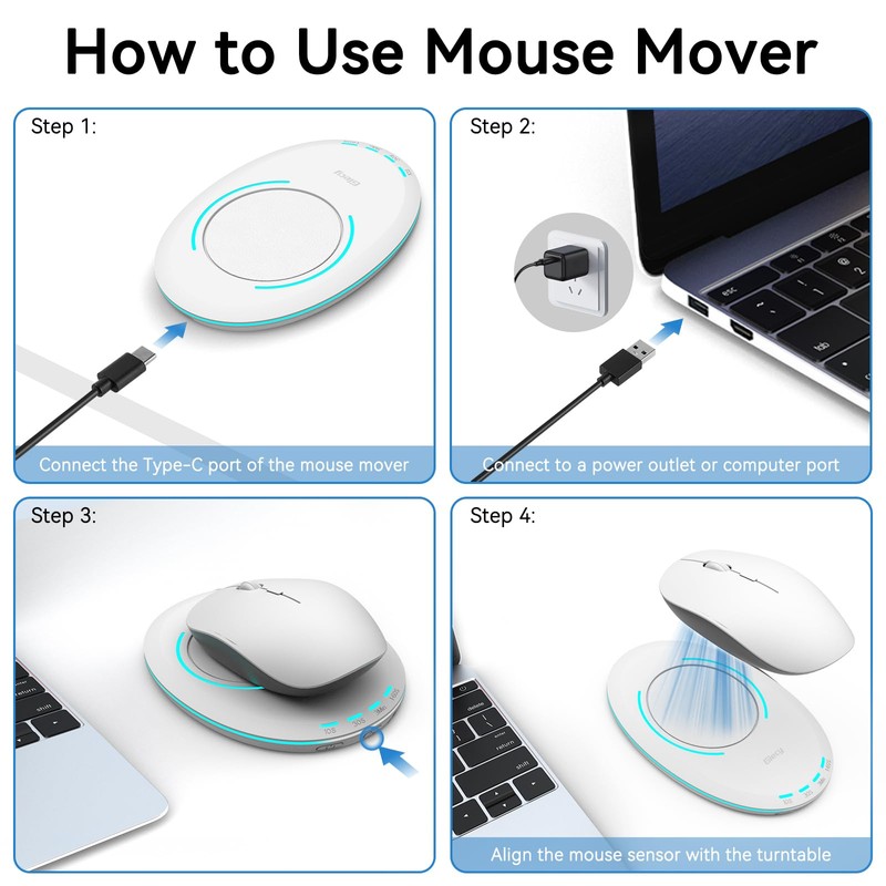 Giecy Mouse Jiggler with Timer Breathing Light, Undetectable Driver-Free Mover