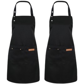 Invalidism 2 Pack Apron for Women, Adjustable Kitchen Cooking Apron with Pockets, Unisex Canvas Waterproof Apron Chef Bakers Apron for Home Kitchen, Restaurant (Bib)