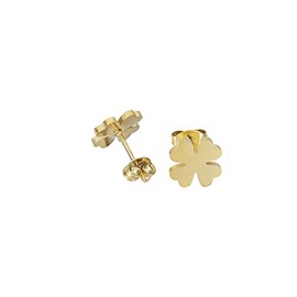 GSHOPVV Fashion Gold Silvery Stainless Steel Stud Earrings Four Leaf Clover Earrings Women, Stainless Steel, No Gemstone
