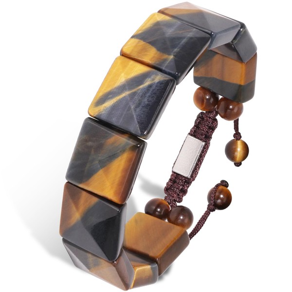 Tiger Eye Beaded Bracelet for Men - GALKCRST Yellow and