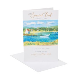 UK Greetings | Father's Day Card for Dad | Card for Dad, Grandad, Husband | Him, Boys, Men | Boat Scene Design | With Envelope | 165x254 mm