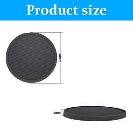 Adunsiaoto 2 Stück Schwarz Auto Untersetzer, Universell Silikon Anti-Rutsch Untersetzer Pad, Silikon Anti-Rutsch-Auto-Tassenhalter-Matten Für Männer Frauen(68mm)