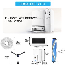 KiimSin KiimSin Zubeh?r Ersatzteil f1r Ecovacs Deebot T30S Combo / T30S Combo Complete Staubsauger roboter, 1 Hauptb1rste + 6 Wischt1cher + 4 Staubbeutel + 2 Filter + 4 Seitenb1rsten