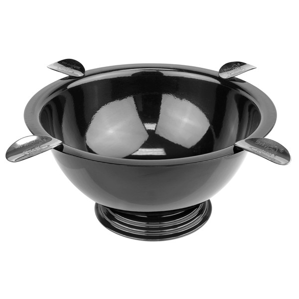 Stinky Cigar Ashtray, 4 Stainless Steel Stirrups, 8-Inch Diameter, 3-Inch Deep, Windproof, Deep Bowl Design, Based On 'The Original Stinky Ashtray, Black Nickel Plated