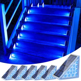 VOLISUN - Paquete de 6 luces solares para escalera, luces solares para exteriores, impermeables, IP67, luz LED para exteriores, decoración de luz exterior para escalera de jardín, cubierta, escalera