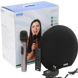 Pyle Karaoke Machine w/Portable Bluetooth Speaker, Wireless Microphones, True Wireless Stereo, IPX5 Waterproof, Portable High-Powered Loudspeaker, Plays MP3/WMA/FLAC/USB/Aux Input, Indoor/Outdoor Use