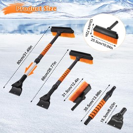 Hejo Snow Brush and Ice Scraper for Car Windscreen, 3-in-1 Removable Windscreen Scraper, 80cm Extendable Handle and 180°Rotatable Car Scrape and Snow Brush, Strong Snow Scraper for Car, SUV, Trucks