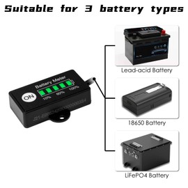 NInE-ROnG 12V 24V 36V 48V Battery Indicator Battery Fuel Gauges for Lead-Acid Battery, 18650 Battery, LiFePO4 Battery Equipment