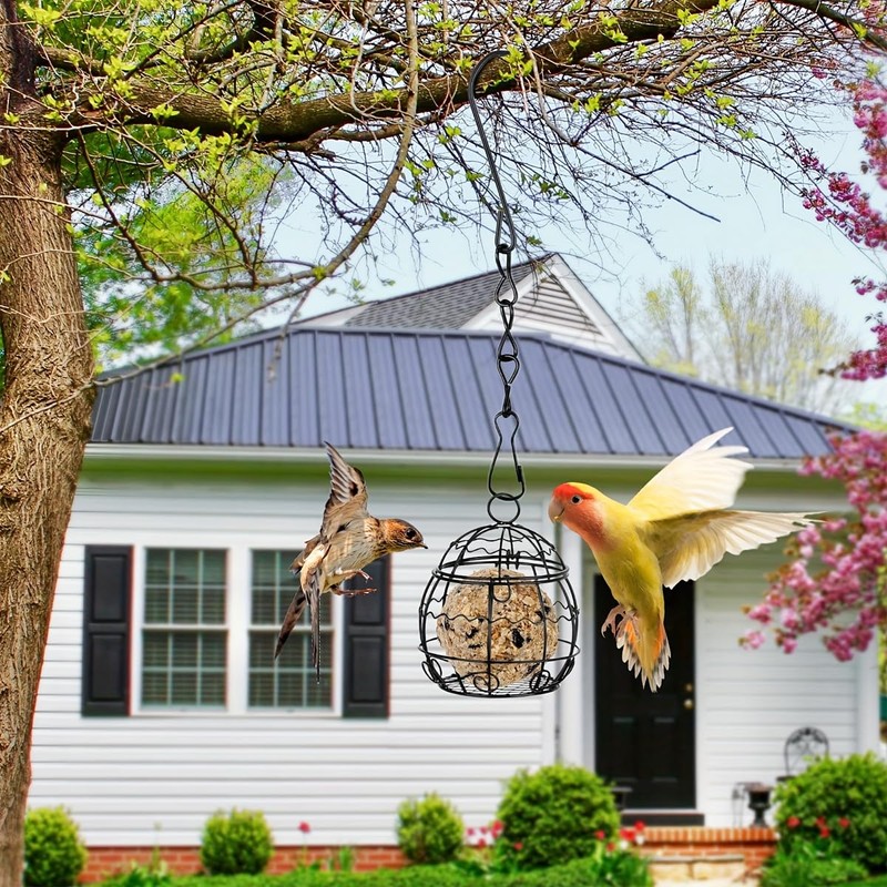 AIMALL Outdoor Hanging Bird Feeder 9.44"x3.74" Iron Wire Spring Birdcage