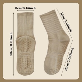 UILYNIU 2 Pairs Yoga Socks Non-Slip Socks Stopper Socks Women Pilates Socks Long Grip Socks Non-Slip Socks Grip Socks for Pilates, Yoga, Barre, Dance, Ballet, Trampoline, Fitness (Brown), brown