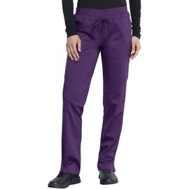 Scrubs for Women Workwear Revolution, Drawstring Cargo Pants WW105T, M Tall, Eggplant