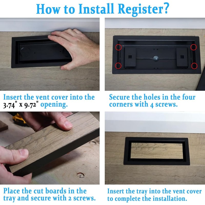 3 Pack 4x10 Flush Mount Floor Register – Heavy-Duty Matte