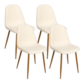 CangLong Velvet Cushion Seat Back, Mid Century Modern Metal Legs for Kitchen Dining Room Side Chair, Set of 4, Cream