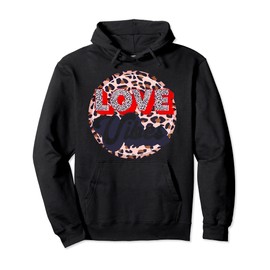 Leopard Buffalo Plaid Bo.ho Style Love Vibes Valentines Day Pullover Hoodie