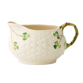 Belleek Classic Shamrock Coffee Creamer Container - Porcelain Milk Jug Dispenser - Collectible Irish Handmade Ceramic Cream Dispenser - Small Creamer Pitcher for Serving Coffee & Tea, 40 floz Milk Jar