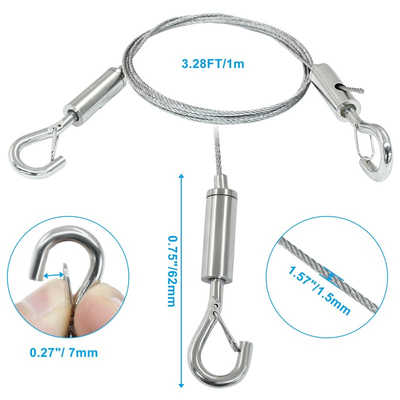 Rierdge 4 Pack 1m x 1.5mm Adjustable Picture Hanging Wire