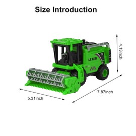 Combine Harvester Tractor Toys - with 2 Random Mini Figurine Men, Simulating Wheat Cutting Scenes, Realistic Combination Harvester Joint Movable Farm Car Toys Gift for Kids Children Age 3+ (Green)