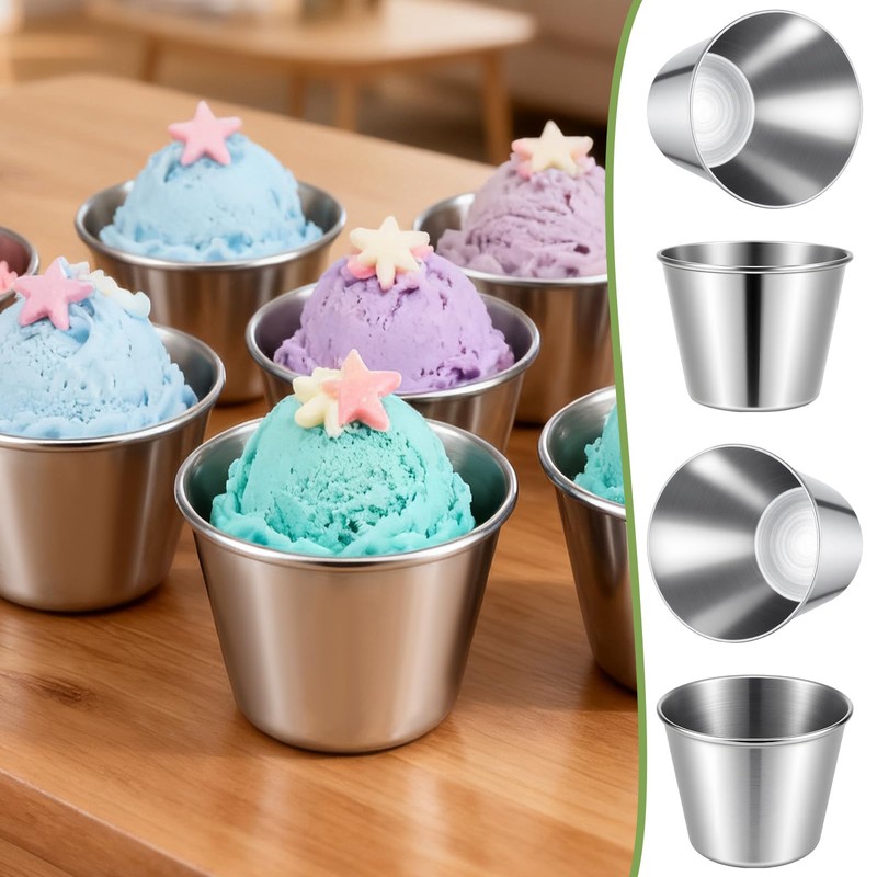 110 Pcs 1.5 oz Metal Ramekins Dipping Sauce Cups Stainless