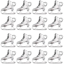SUNNYCLUE 1 Box 30Pcs Alloy 3D Ice Skate Charms Bulk Skating Charm Tibetan Alloy Silver Vintage Antique Sports Shoes Skates Charms for Jewelry Making Charms Keychain Dangles Earring Necklace DIY Craft, No Gemstone