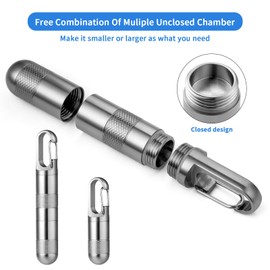 TISUR Small Titanium Pill Case, Keychain Pill Holder Travel Pill Box Container,Portable Pill Organizer Waterproof Metal Case Bottle (Gray Titanium Medium - 2.16 inch)