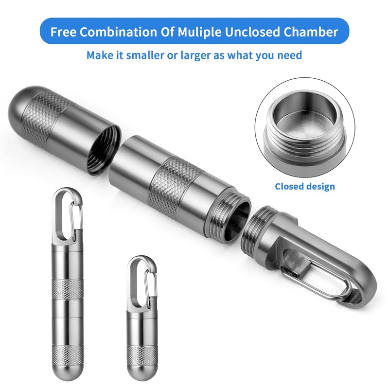TISUR Small Titanium Pill Case, Keychain Pill Holder Travel Pill