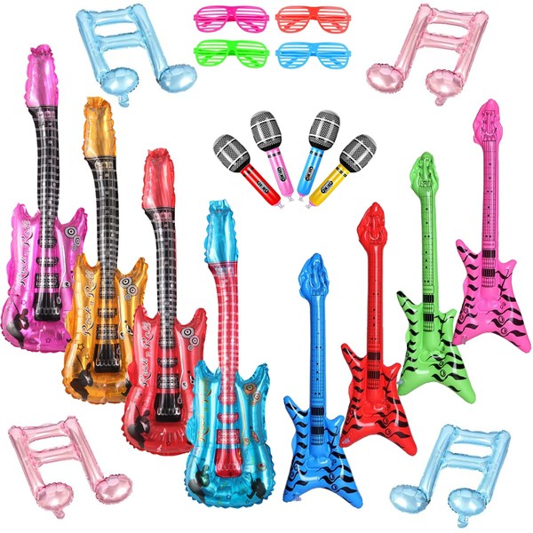 20 Pcs Inflatable Musical Instruments, Inflatable Rock Star Set, Inflatables