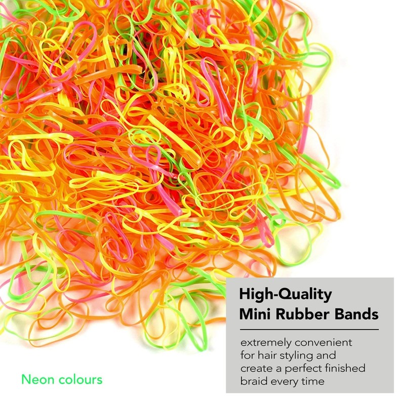 500 Multi Pack Essential Mini Hair Rubber Elastics for Kids