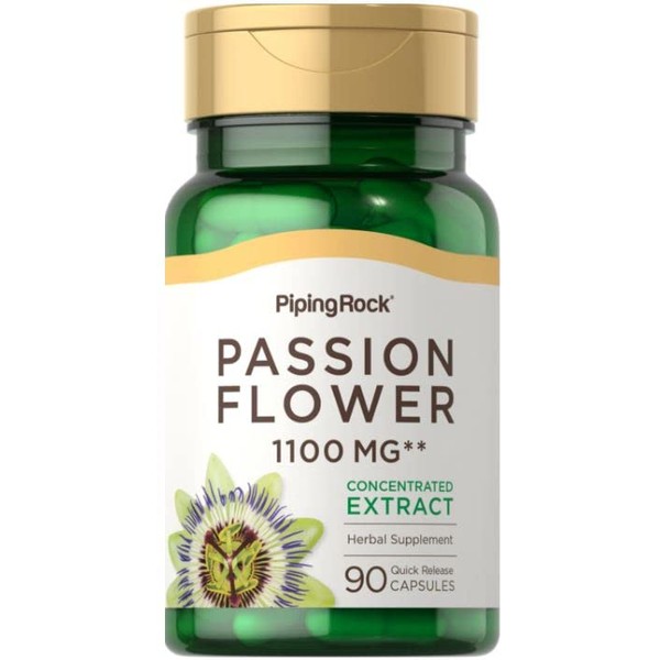 Passion Flower Extract 1100mg | 90 Capsules | Herbal Supplements | Non-GMO, Gluten Free | by Piping Rock